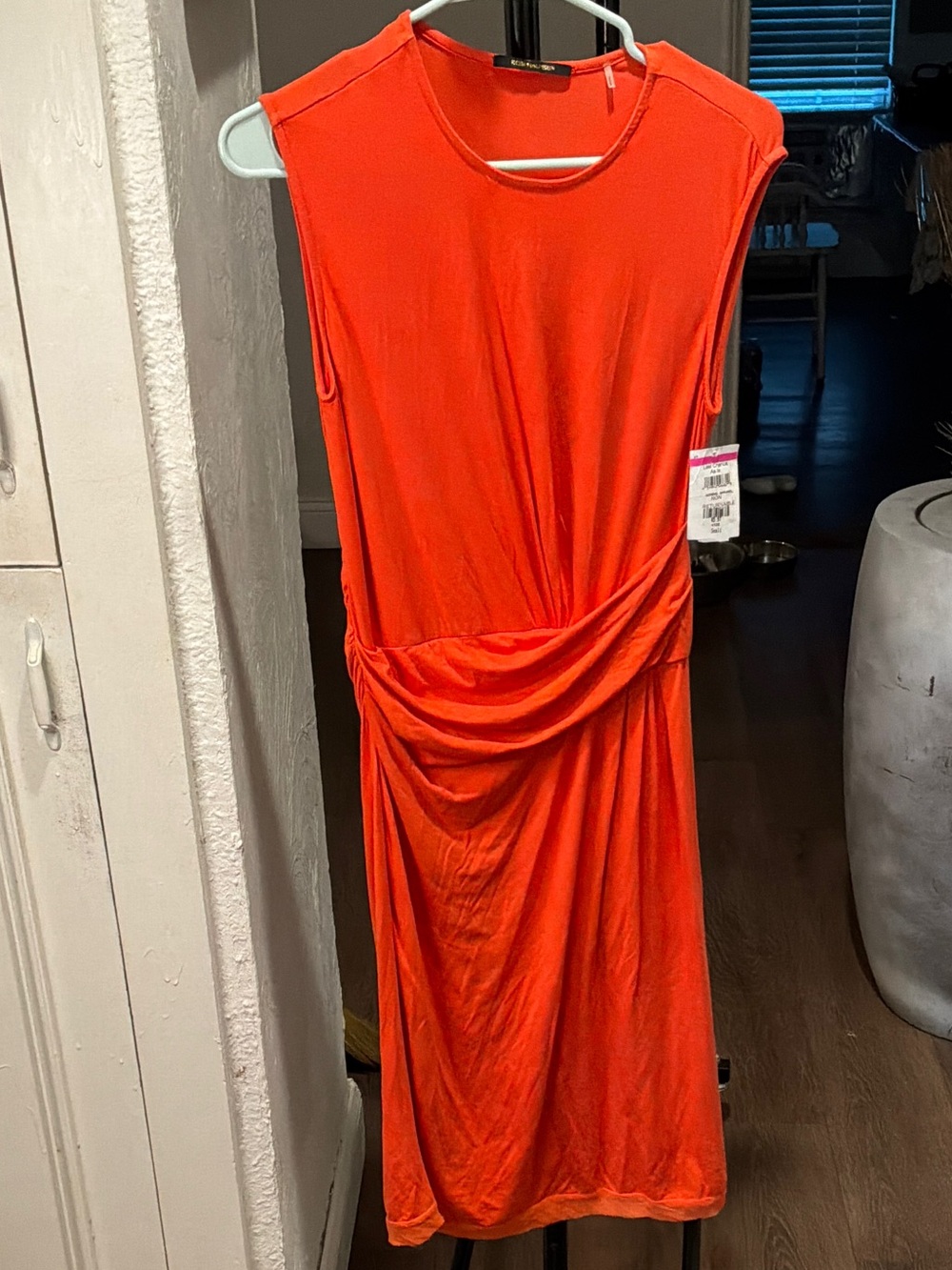 Kobi Halperin Sleeveless Orange Draped-Waist Dress